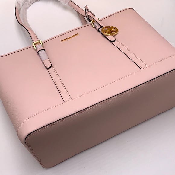 MICHAEL KORS POWDER BLUSH COLOR JET SET TRAVEL LARGE SAFFIANO LEATHER TOTE BAG - Picture 13 of 15